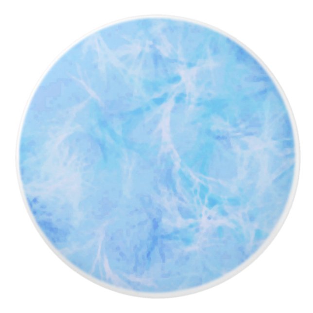 Marble swirl print - sky blue ceramic knob (Front)