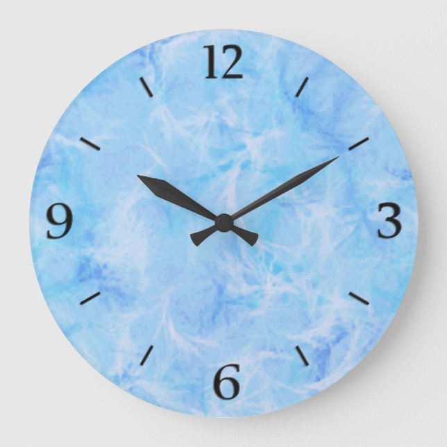 Marble swirl print - sky blue large clock (Front)
