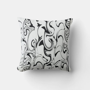 Marble Swirl Texture - Black and White Tones Throw Pillow
