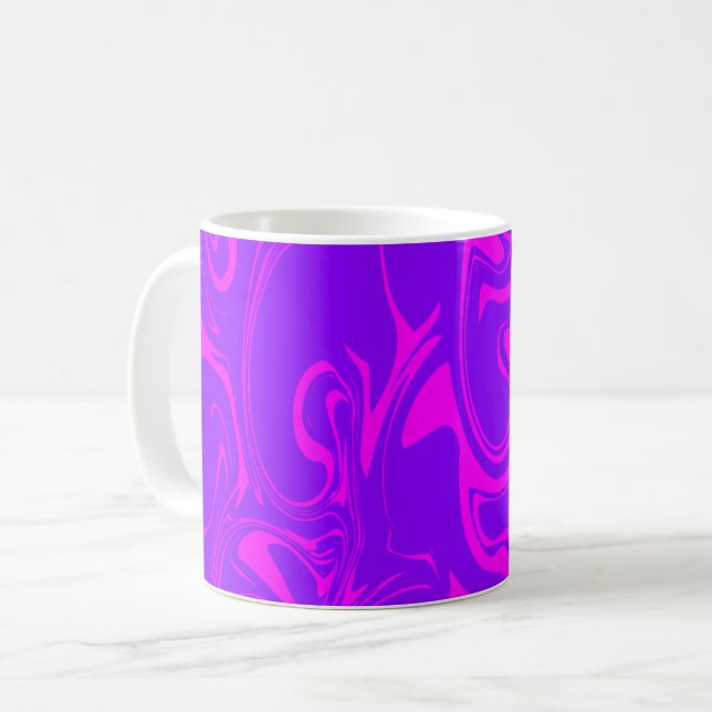 Marble Swirl Texture - Dark and Bright Purple Tone Coffee Mug (Front Left)