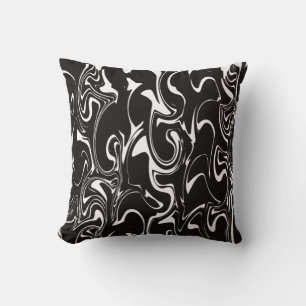 Marble Swirl Texture - Inverted Black and White To Throw Pillow