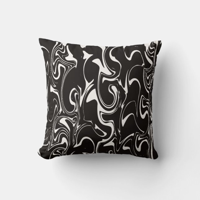 Marble Swirl Texture - Inverted Black and White To Throw Pillow (Front)
