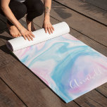 Marble Swirls Om Symbol Yoga Mat<br><div class="desc">Beautiful pastel colours marble swirls design featuring an Om symbol and your name or custom text.</div>