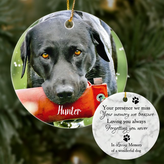 Marble Sympathy Quote Pet Photo Memorial Ceramic Ornament (Creator Uploaded)