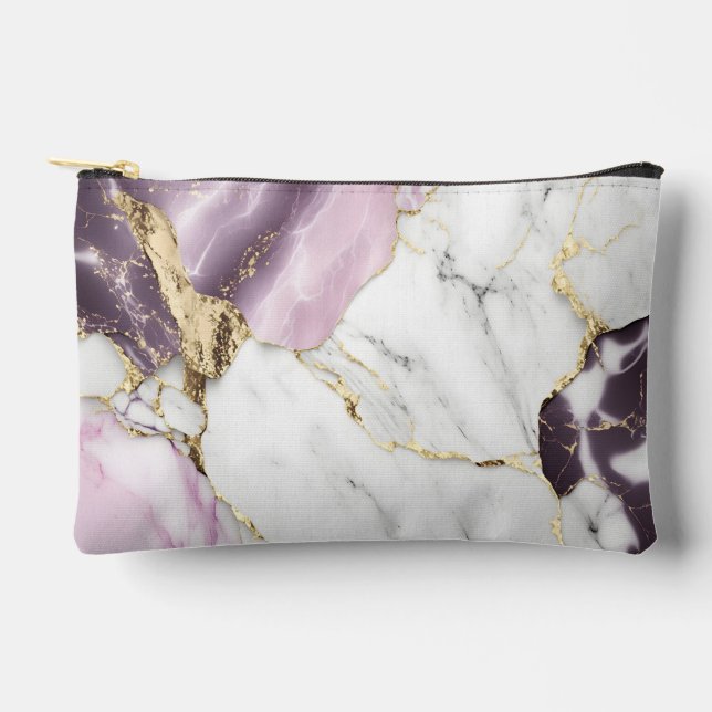 Marble texture background with a luxurious accessory pouch (Front)