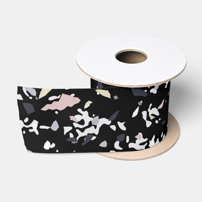 Marble Texture Black   Satin Ribbon (Spool)