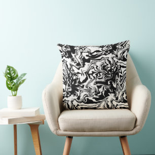 Marble Texture - Black & White Abstract Seamless  Throw Pillow