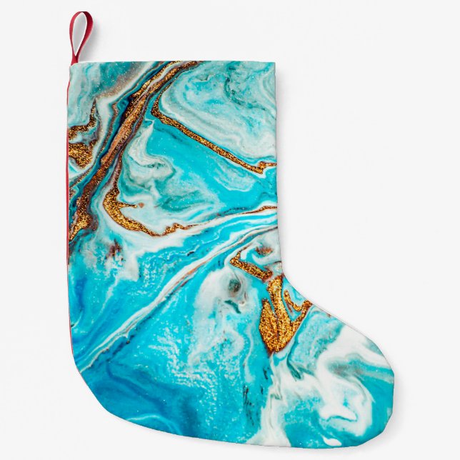 Marble texture. Eastern technique. Contemporary ar Small Christmas Stocking (Front)