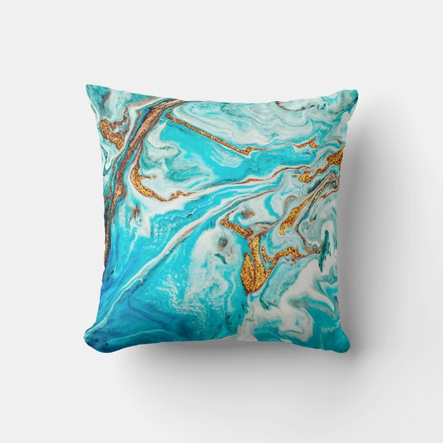 Marble texture. Eastern technique. Contemporary ar Throw Pillow (Front)