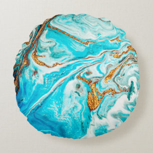 Marble texture. Eastern technique. Contemporary Round Pillow