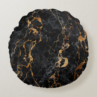 Marble Texture: Elegant Stone Surface. Round Pillow