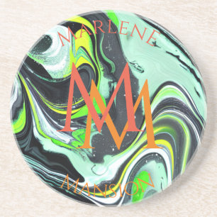 Marble Texture Green and Black Abrasion Coaster