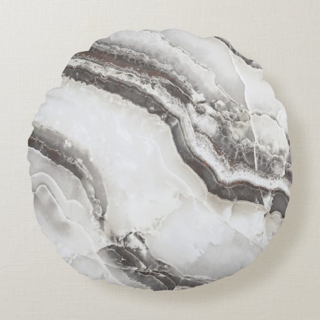 Marble Texture, High-Resolution Italian Slab. Round Pillow (Front)