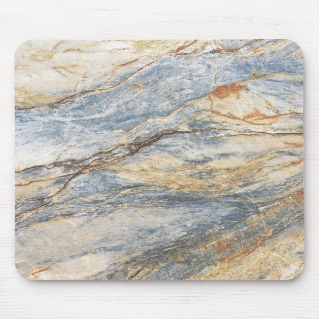 Marble Texture in Grey and Blue Mouse Pad (Front)