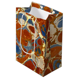 Marble Texture Pattern Blue Red Creme Yellow Medium Gift Bag