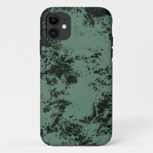 Marble texture pattern in black and green iPhone 11 case