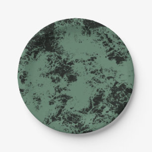 Marble texture pattern in black and green  paper plate