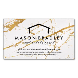 Marble Texture Real Estate Agent Magnetic Business Card