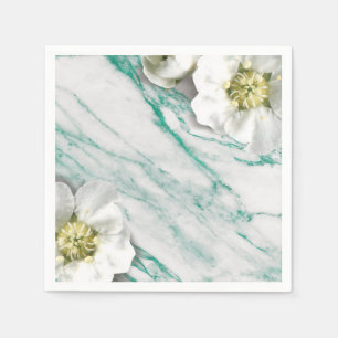 Marble Tiffany Emerald White Jasmine Glitter Napkin