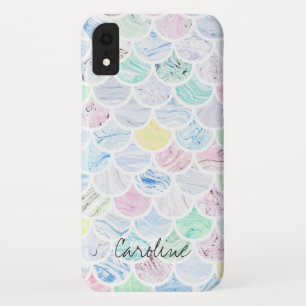 Marble Tile Rainbow Mermaid Scallop Pattern iPhone XR Case