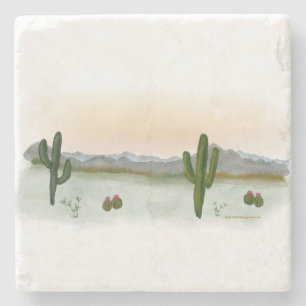 Marble Trivet   Desert Mountain Sunset Stone Coaster