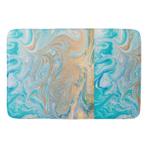 Marble turquoise gold silver, beautiful,elegant,Ma Bath Mat