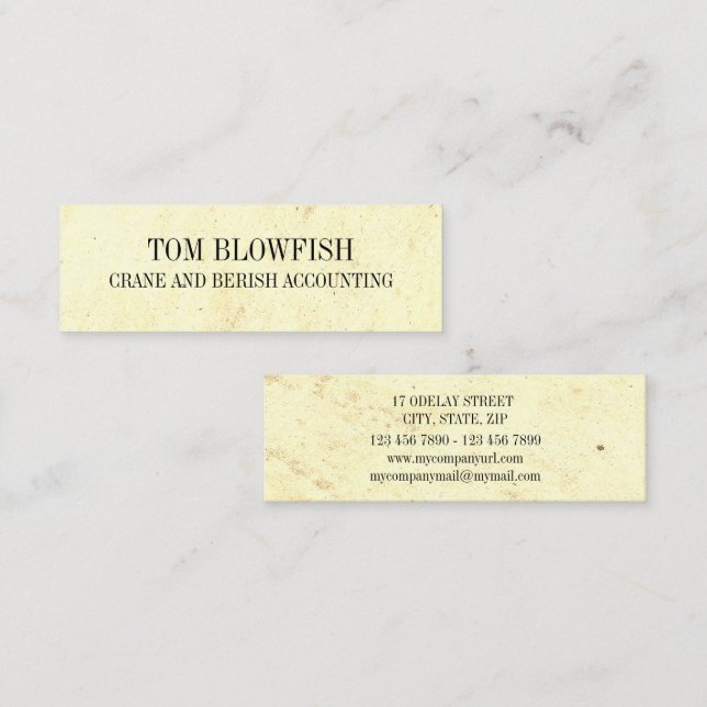 Marble Tusk Paper Texture Print Mini Business Card (Front/Back)