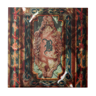 Marble vintage agate monogram aged monogram tile