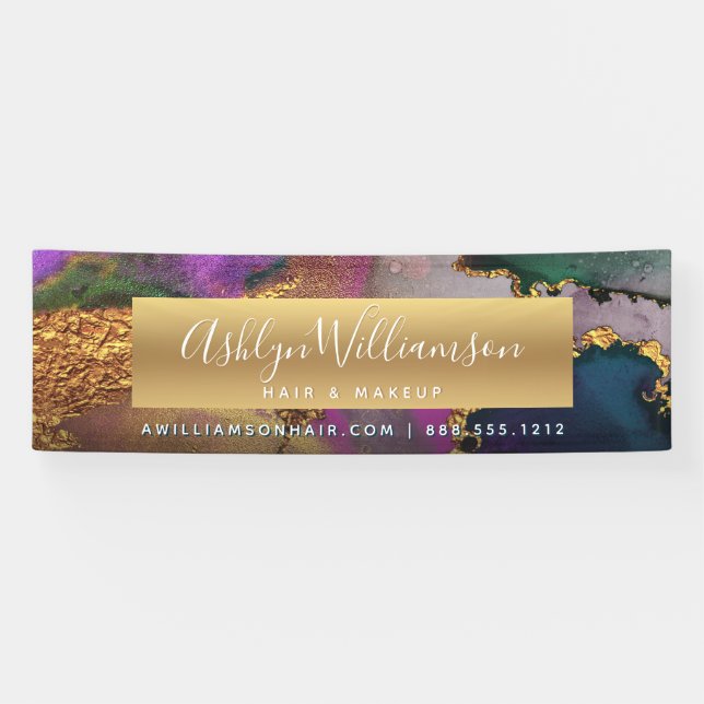 Marble watercolor gold purple green blue modern banner (Horizontal)