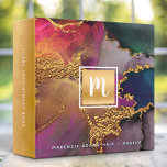 Marble watercolor gold purple navy salon monogram binder<br><div class="desc">Keep track of your business in style with this chic, elegant, modern, custom binder. A sparkly, faux gold foil square with a script typography monogram overlays a rich, gold veined, navy blue, hunter green, and purple pink watercolor background. Personalize with the initial of your choice and your name, job title,...</div>