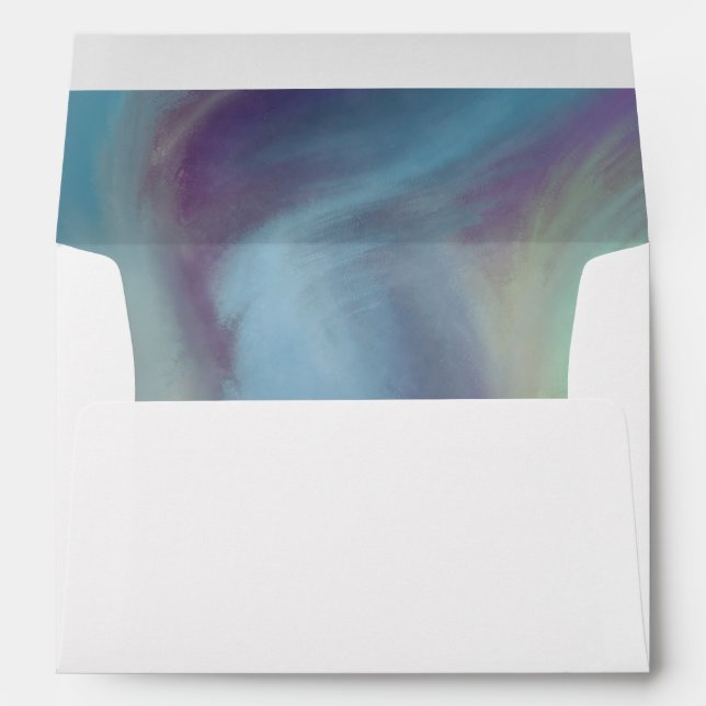 Marble Watercolor Purple Blue Splash Wedding Envelope (Back (Bottom))