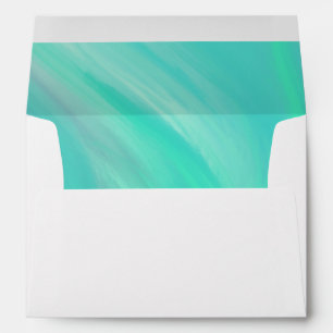 Marble Watercolor Splash Teal Mint Green Wedding Envelope