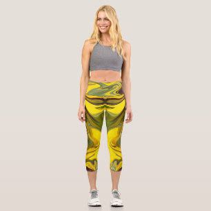 Marble Waves Yellow Digital Paper-55448 Capri Leggings
