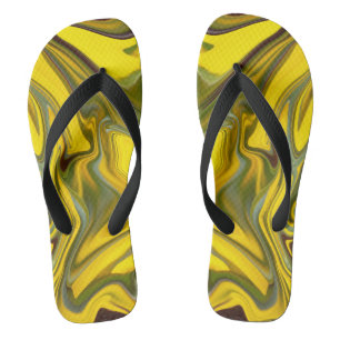 Marble Waves Yellow Digital Paper-55448 Flip Flops