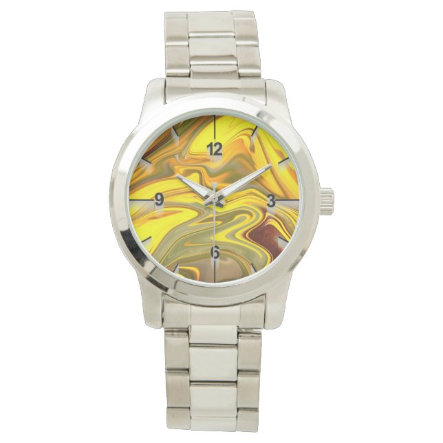 Marble Waves Yellow Digital Paper-55448 Watch (Front)