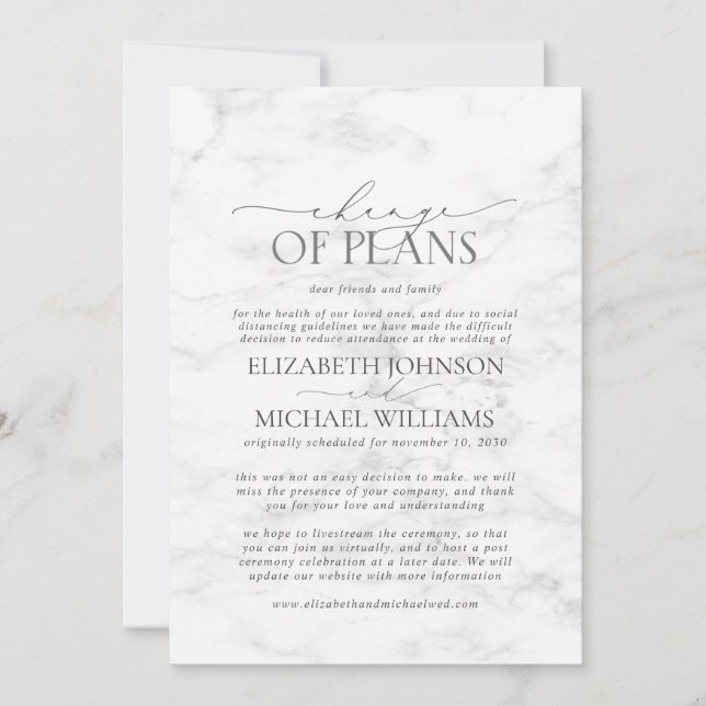 Marble Wedding Date Postponement Save The Date (Front)