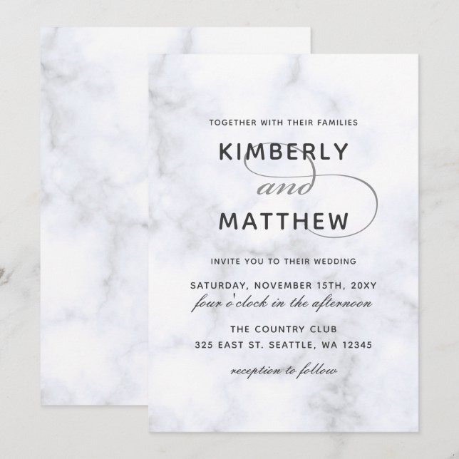 Marble Wedding Invitation (Front/Back)