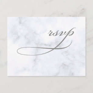 Marble Wedding rsvp Invitation Postcard