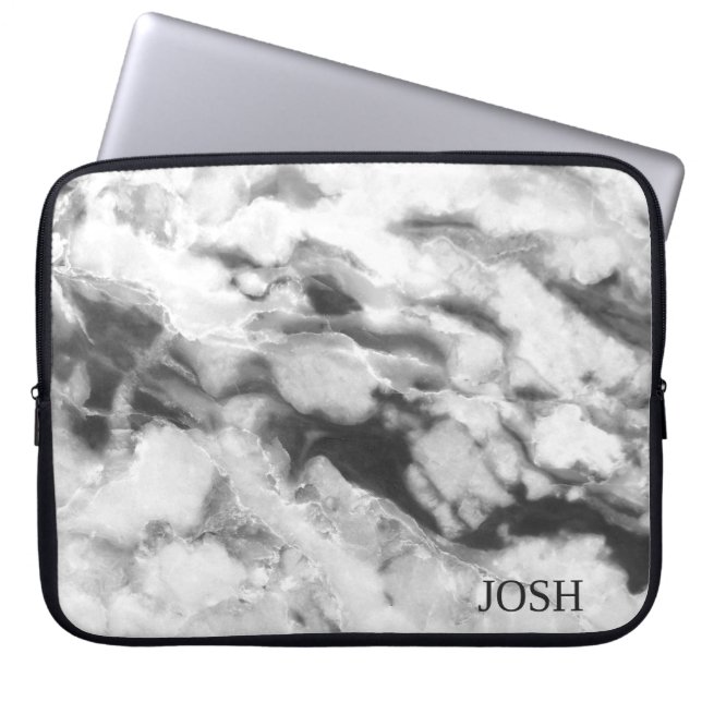 Marble White And Grey Design Laptop Sleeve (Front)