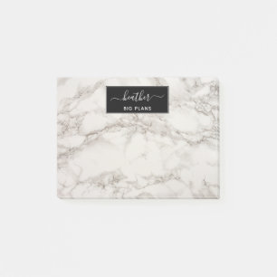 Marble white and grey personalized post-it notes