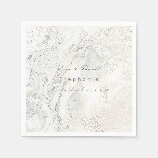 Marble White Grey Minimalism Bridal Wedding Napkin (Front)
