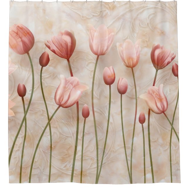 Marble with claret tulips: delicate. (Front)