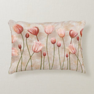 Marble with claret tulips: delicate. accent pillow