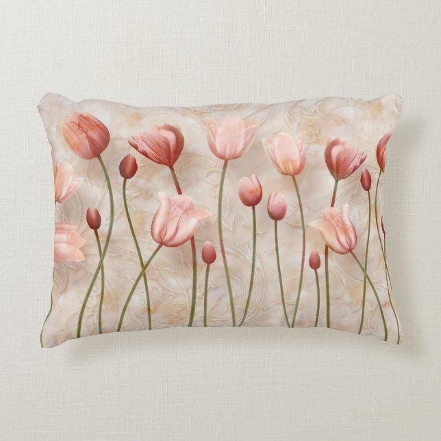 Marble with claret tulips: delicate. accent pillow (Front)
