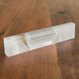 Marble With Gold Glitter Nameplate