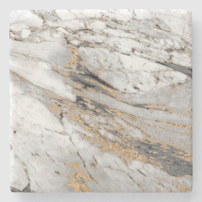 Marble with Gold Streak Slab Modern  Stone Coaster (Front)