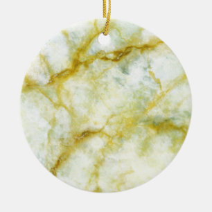 Marble with Yellow Threads Ceramic Ornament