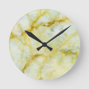 Marble with Yellow Threads Round Clock