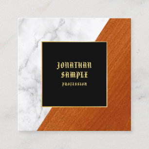 Marble Wood Black Gold Template Elegant Luxury Square Business Card
