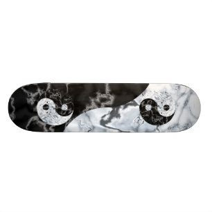 Marble Yin Yang Symbol Skateboard